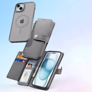 Dux Ducis Lawa Nahkainen Suojakuori iPhone 15:lle - harmaa