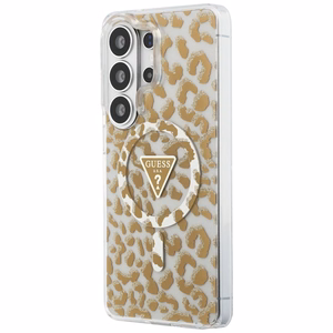 Guess case IML Leopard Print Triangle MagSafe for Samsung Galaxy S26 Ultra brown