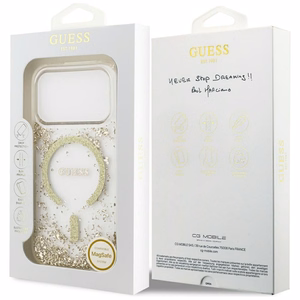 Guess MagSafe Suojakuori iPhone 17 Pro:lle GUHMP17LRGRGED (Resin Bottom Glitter) - Kultainen