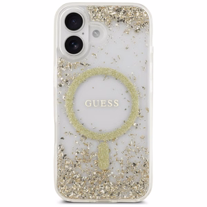 Guess Resin Bottom Glitter MagSafe Suojakuori iPhone 17:lle - kultainen