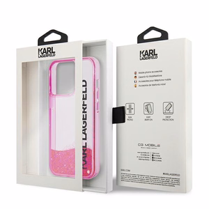Karl Lagerfeld KLHCP14XLCKVF iPhone 14 Pro Max 6.7 vaaleanpunainen / vaaleanpunainen kovakuori Liquid Glitter Elong
