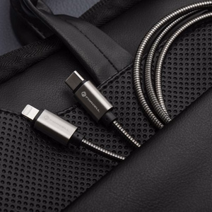 USB C - Lightning Forcell F-Energy PD 3A 27W Metal kaapeli 2 m C238 hopeinen