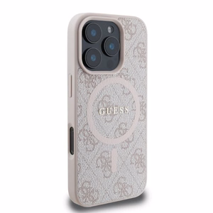 Guess 4G Ring Classic Logo MagSafe kotelo iPhone 16 Pro - pinkki