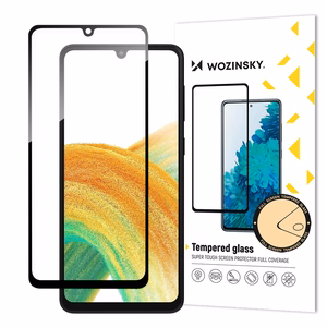 Wozinsky täyden liiman karkaistu lasi Samsung Galaxy A34 5G 9H koko näytön suoja mustalla reunuksella
