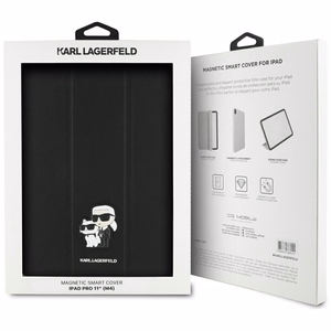Karl Lagerfeld Saffiano Magneettinen Karl & Choupette iPad Pro 11" 2024 Book Cover Suojakuori - Musta