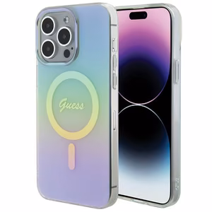 Guess IML Iridescent MagSafe Suojakuori iPhone 15 Pro:lle - turkoosi