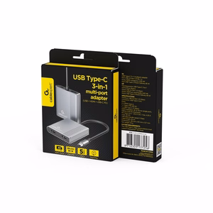 Gembird A-CM-COMBO3-04 USB Type-C 3-in-1 monitoimisovitin (2x USB-portti + 2x HDMI + PD), avaruusharmaa
