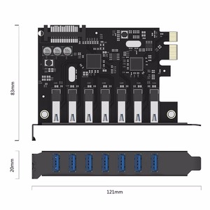 Orico PVU3 PCIe-laajennuskortti 7 USB 3.0 -liitännällä pöytätietokoneisiin – musta