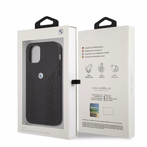 BMW Leather Curve rei'itetty kotelo iPhone 12 mini - musta