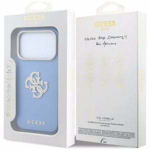Guess Smooth & Big Strass Logo -suojakuori iPhone 18 Pro / 17 Pro – sininen