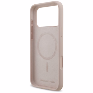 Karl Lagerfeld Silikoninen Karl&Choupette Ring MagSafe Suojakuori iPhone 17 Pro Max:lle - Vaaleanpunainen