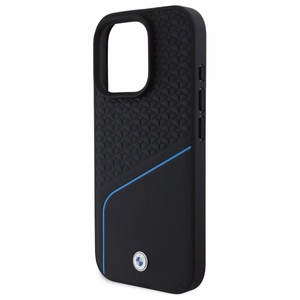BMW Sign Nahkainen Textured And Line MagSafe Suojakuori iPhone 16 Pro Max:lle - Musta