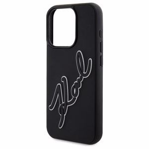 Karl Lagerfeld 3D Rubber Signature Suojakuori iPhone 15 Pro:lle - musta
