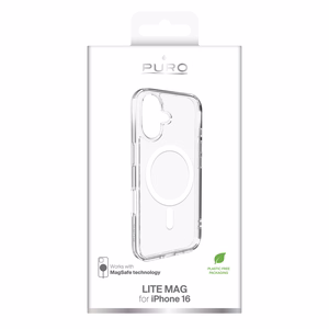 Puro Lite Mag MagSafe Silikoninen Suojakuori iPhone 16:lle - läpinäkyvä