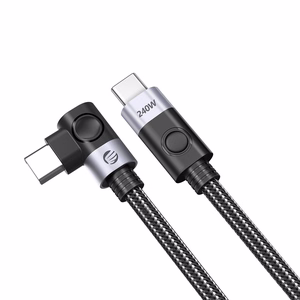 Orico CW240 kulmamallinen USB-C–USB-C PD, 240 W, 20 Gbps-kaapeli, 0,5 m – musta