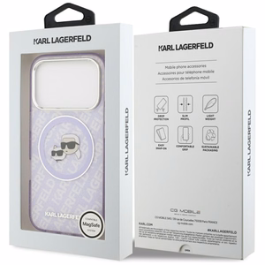 Karl Lagerfeld IML Glitter Karl & Choupette Heads Logo MagSafe -suojakuori iPhone 17 Pro - violetti