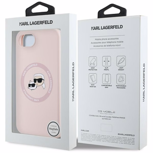 Karl Lagerfeld HC MagSafe Silikoninen Double Heads Suojakuori iPhone 16e:lle - Vaaleanpunainen