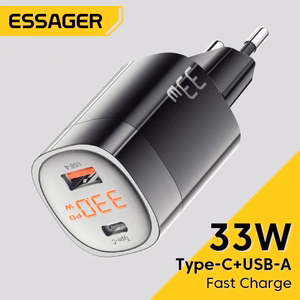 Charger Essager "GaN Ling" Black 33W (PD / QC3.0) with LED display