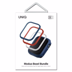 Kehys Uniq Moduo 3in1 kotelolle Apple Watch 4/5/6/7/8/SE/SE2 44/45mm - sininen, punainen, valkoinen
