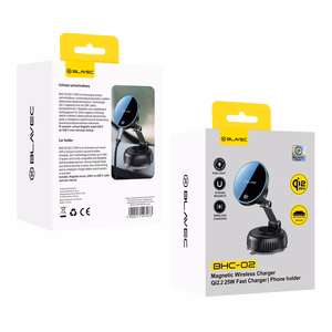 Blavec Car holder BHC-02 Qi2.2 25W vacum magnetic with induction charger to windshield (BHC02-QI2PMWIB)black