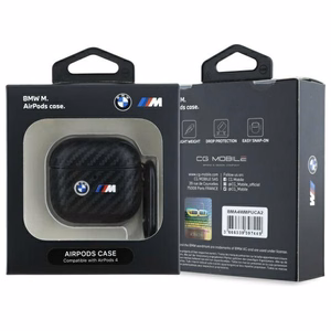 BMW Carbon Double Metal Logo Suojakuori AirPods 4:lle - musta