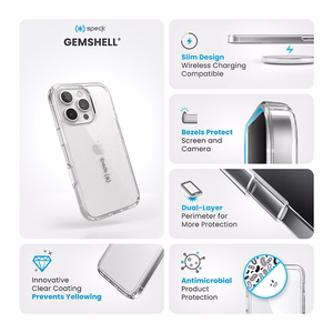 Speck GemShell -suojakuori iPhone 16 Pro:lle, Clear