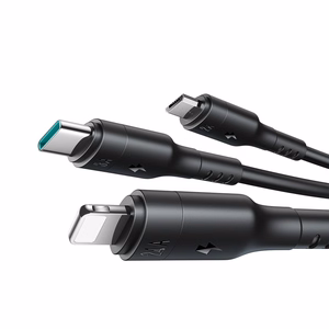 USB Kaapeli Joyroom S-A61 USB-A USB-C/Lightning/MicroUSB 3.5A 1.2m musta