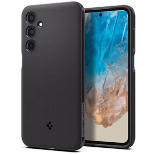 Spigen Essential SandBlast Suojakuori Samsung Galaxy M35 5G:lle - musta