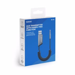 Savio TR-16 – Bluetooth 5.3 AUX -vastaanotin handsfree-puheluille ja Google Assistant/Siri -tuella