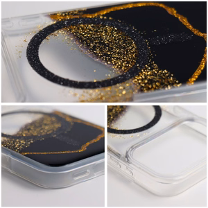 Case for iPhone 17 Pro Max / 18 Pro Max (low camera edge) Golden compatible with MagSafe black