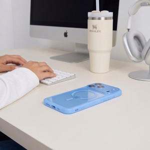 Tech-Protect MagPeak MagSafe CC suojakuori mallille iPhone 18 Pro / 17 Pro – läpinäkyvä sininen