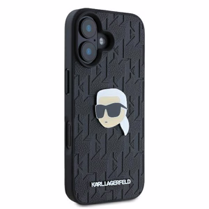 Karl Lagerfeld Monogram Karl Head Pin iPhone 16 Suojakuori - Musta