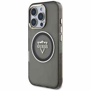 Guess IML Metal Mountain Logo MagSafe iPhone 16 Pro Max Suojakuori - musta