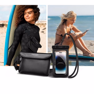 Spigen Aqua Shield A621 Vedenpitävä lantiolaukku + kelluva kotelo - Musta