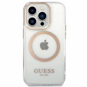 Guess GUHMP14XHTRMD iPhone 14 Pro Max 6.7 "kulta / kulta kova kotelo Metal Outline Magsafe