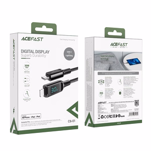 Acefast kaapeli MFI USB Type C - Lightning 1.2m, 30W, 3A musta (C6-01 Black)