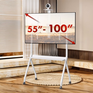 Maclean TV stand / cart, camera shelf, on casters, 55-100", max load 120kg/10kg shelf, max. VESA 900x600, white, MC-114 W