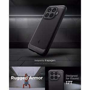 Spigen Rugged Armor -suojakuori Xiaomi 17T:lle, mattamusta