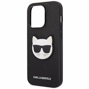 Karl Lagerfeld Saffiano Choupette Head Patch kotelo iPhone 14 Pro - musta - musta