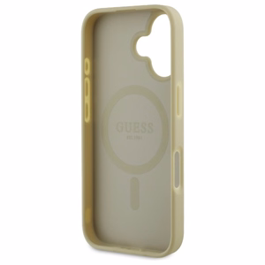 Guess Saffiano Peony Classic Logo MagSafe Suojakuori iPhone 16:lle - Kultainen