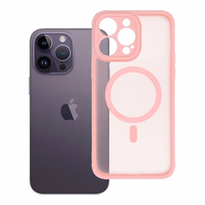 Suojakuori iPhone 14 PRO MAX:lle Full Matte Mag Cover yhteensopiva MagSafe vaaleanpunainen