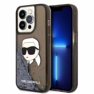 Karl Lagerfeld KLHCP14LLNKHCK iPhone 14 Pro 6.1 musta/musta kova suojakuori Glitter Karl Head