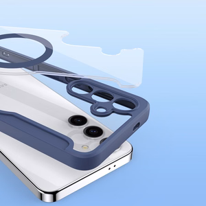 Dux Ducis Skin X Pro -suojakuori Samsung S24+:lle magneettisormuksella ja läpällä - sininen
