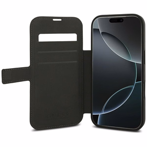 Guess Book 4G Metal Logo -lompakkokotelo iPhone 18 Pro / 17 Pro -malleille, ruskea