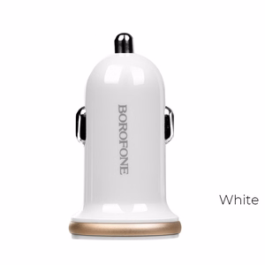 Borofone BZ5 CarPal autolaturi 2 USB-A-liitännällä, kokonaislähtö 5 V / 2,1 A, valkoinen