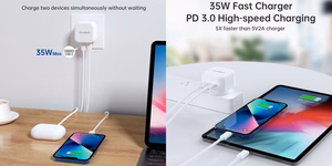 Charger CHOETECH 2x USB Type-C, 35W, PD3.0, Qc3.0