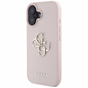 Guess Grained Big 4G Logo Small Classic Logo suojakuori iPhone 16:lle - vaaleanpunainen