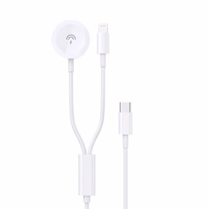 Dudao A12MAX-2in1 USB-C to iWatch / Lightning cable, 20 W, 1.2 m, White