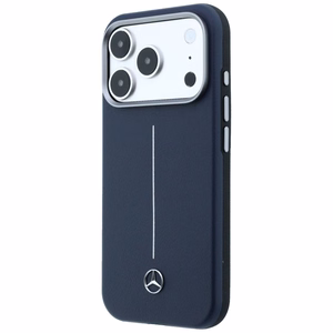 Mercedes nahka Iconic Line MagSafe suojakuori iPhone 17 Pro Max - laivastonsininen