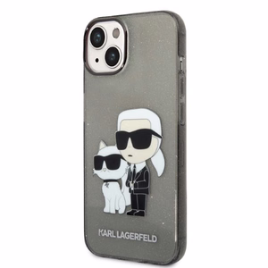 Karl Lagerfeld Glitter Karl&Choupette suojakuori iPhone 14 Plus:lle - musta